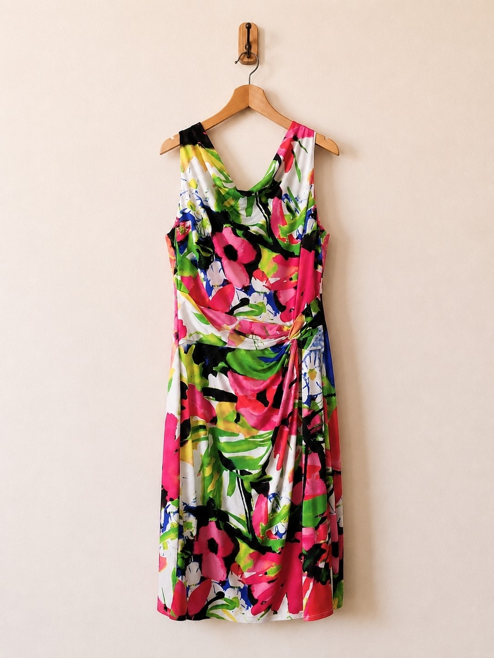 LAUREN Ralph Lauren Floral Sleeveless Wrap Dress - Pink & Green